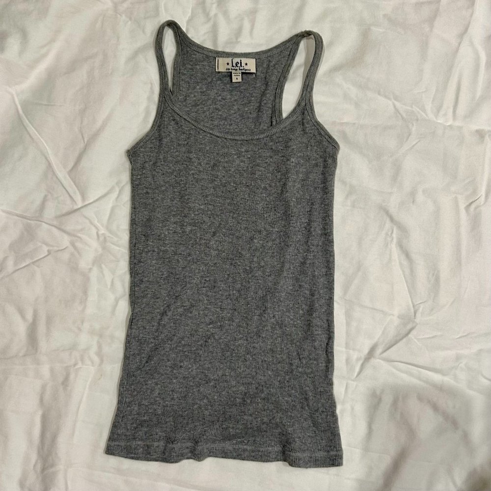 L.E.I. GRAY RIBBED TANK TOP SIZE S